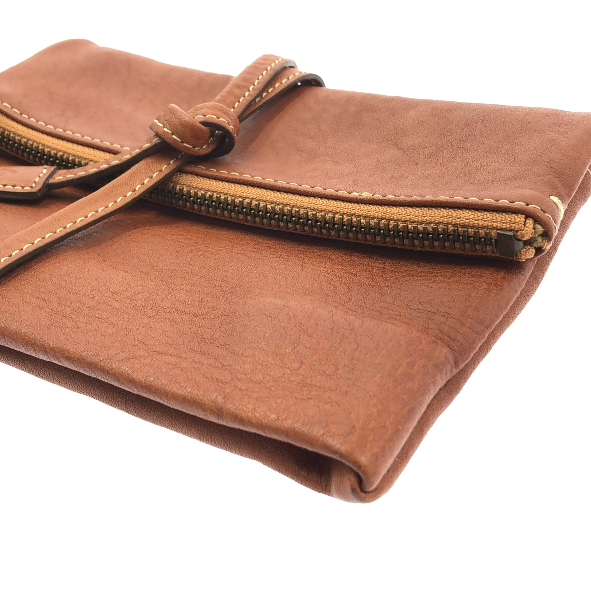 【미품】 츠치야 가방 / 츠치야 가방 | 톤 오일 누메 루프 플랫 파우치 | 브라운 | 여성