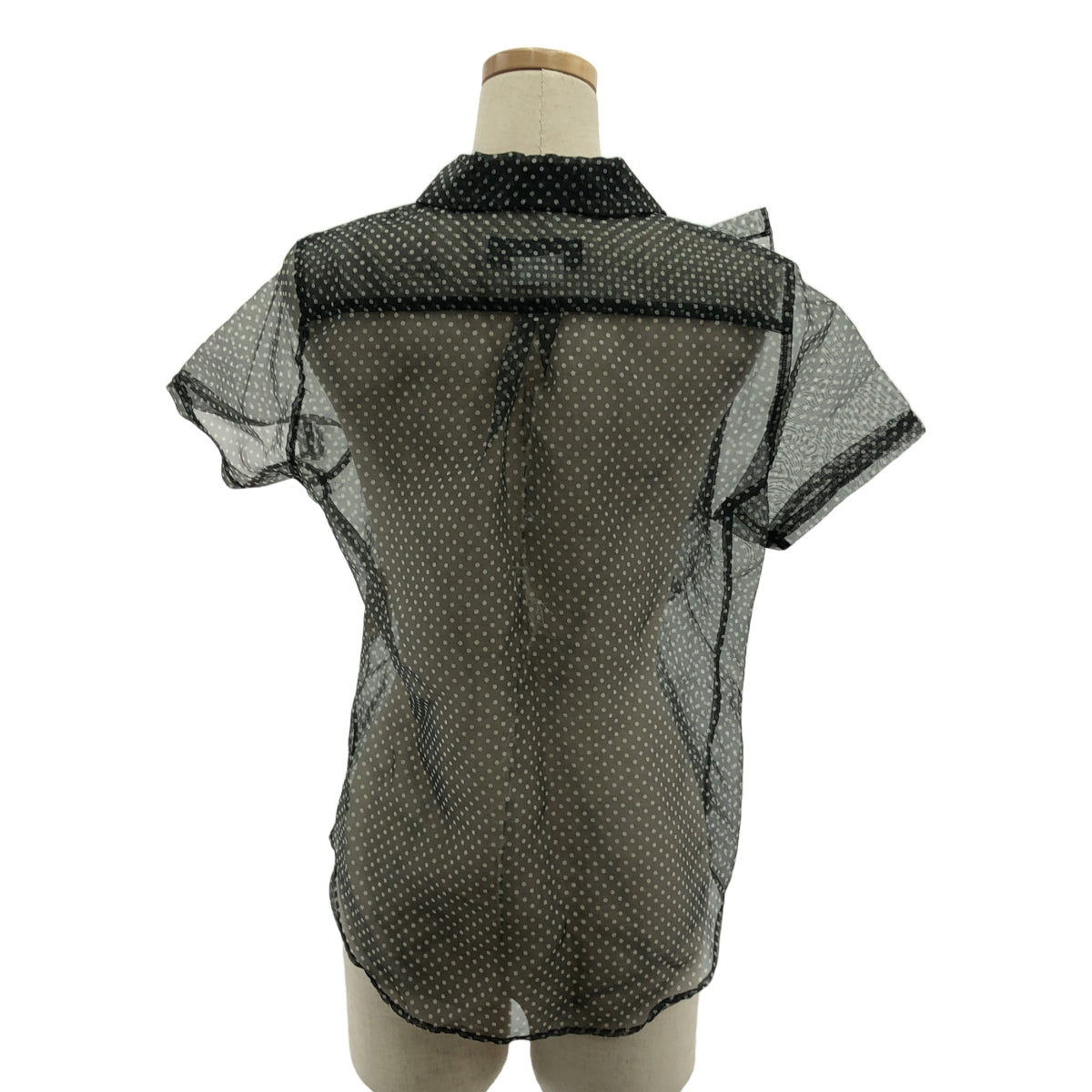 BLACK COMME des GARCONS / 블랙콤 데 갤슨 | 2009SS | Polka Dot Pattern Frills Short Sleeve Blouse / 폴리에스테르 폴카도트 프릴 장식 시어 셔츠 블라우스 | XS |