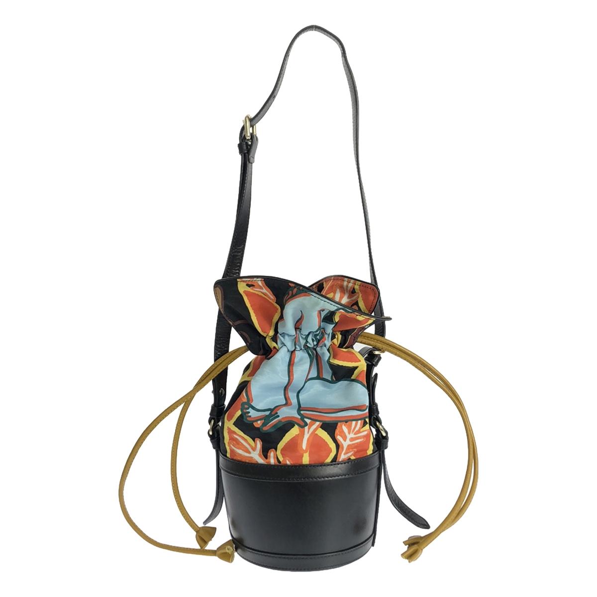 CARVEN / Carven | PRINTED NYLON WITH MOIRE BAG Leather-trimmed all-over print drawstring shoulder bag |