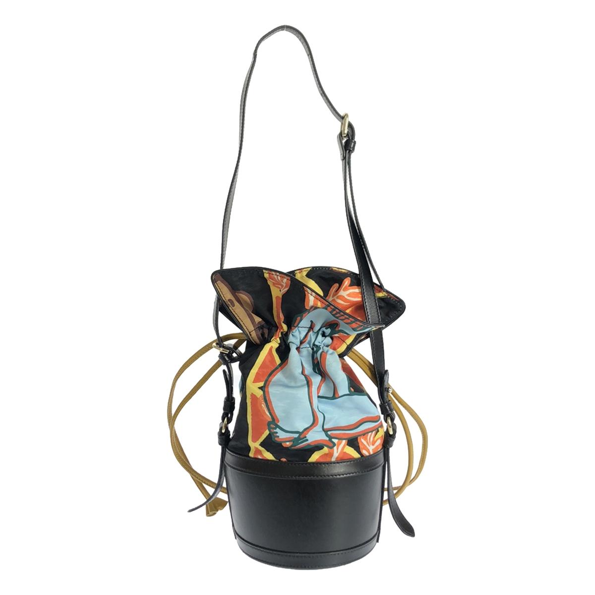 CARVEN / Carven | PRINTED NYLON WITH MOIRE BAG Leather-trimmed all-over print drawstring shoulder bag |