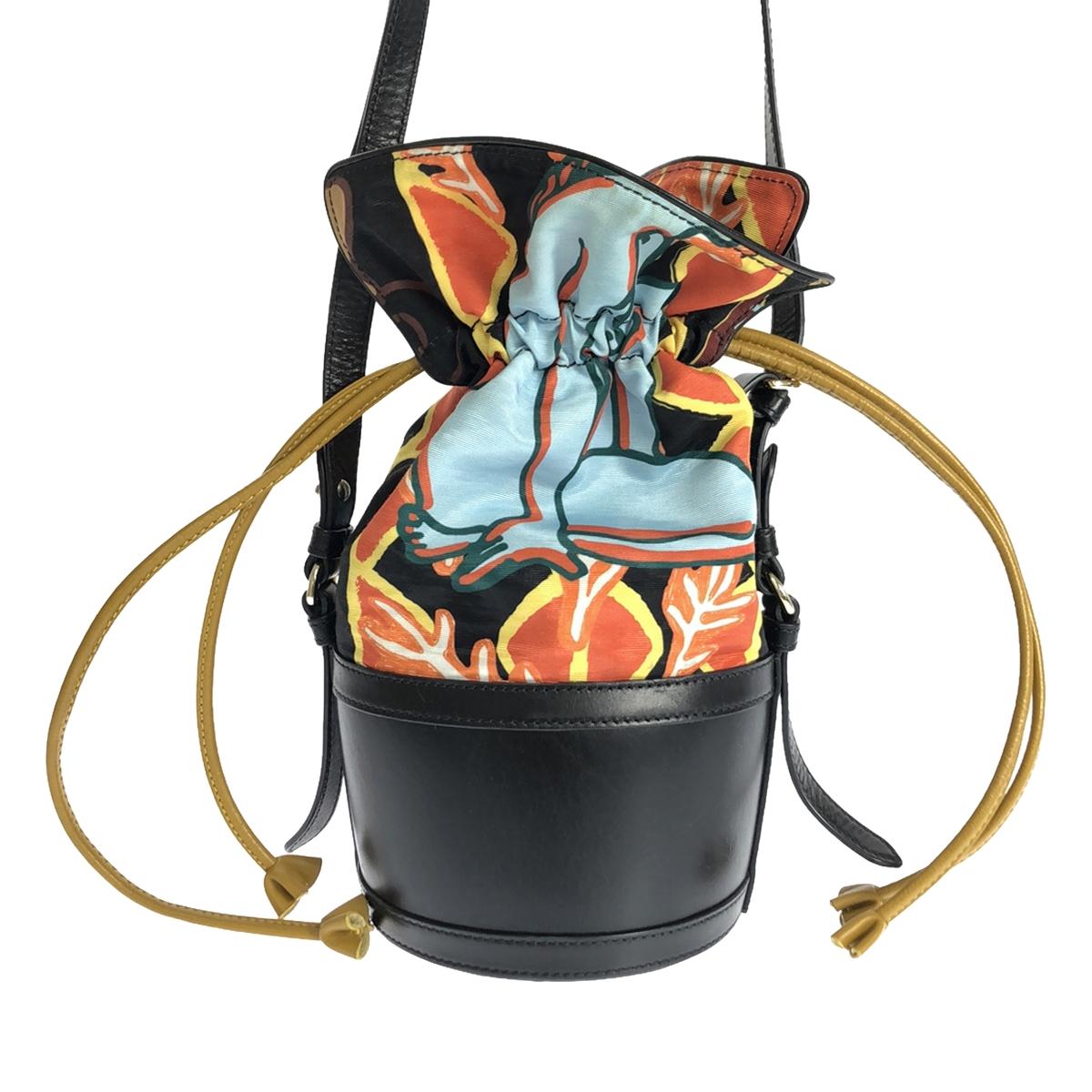 CARVEN / Carven | PRINTED NYLON WITH MOIRE BAG Leather-trimmed all-over print drawstring shoulder bag |