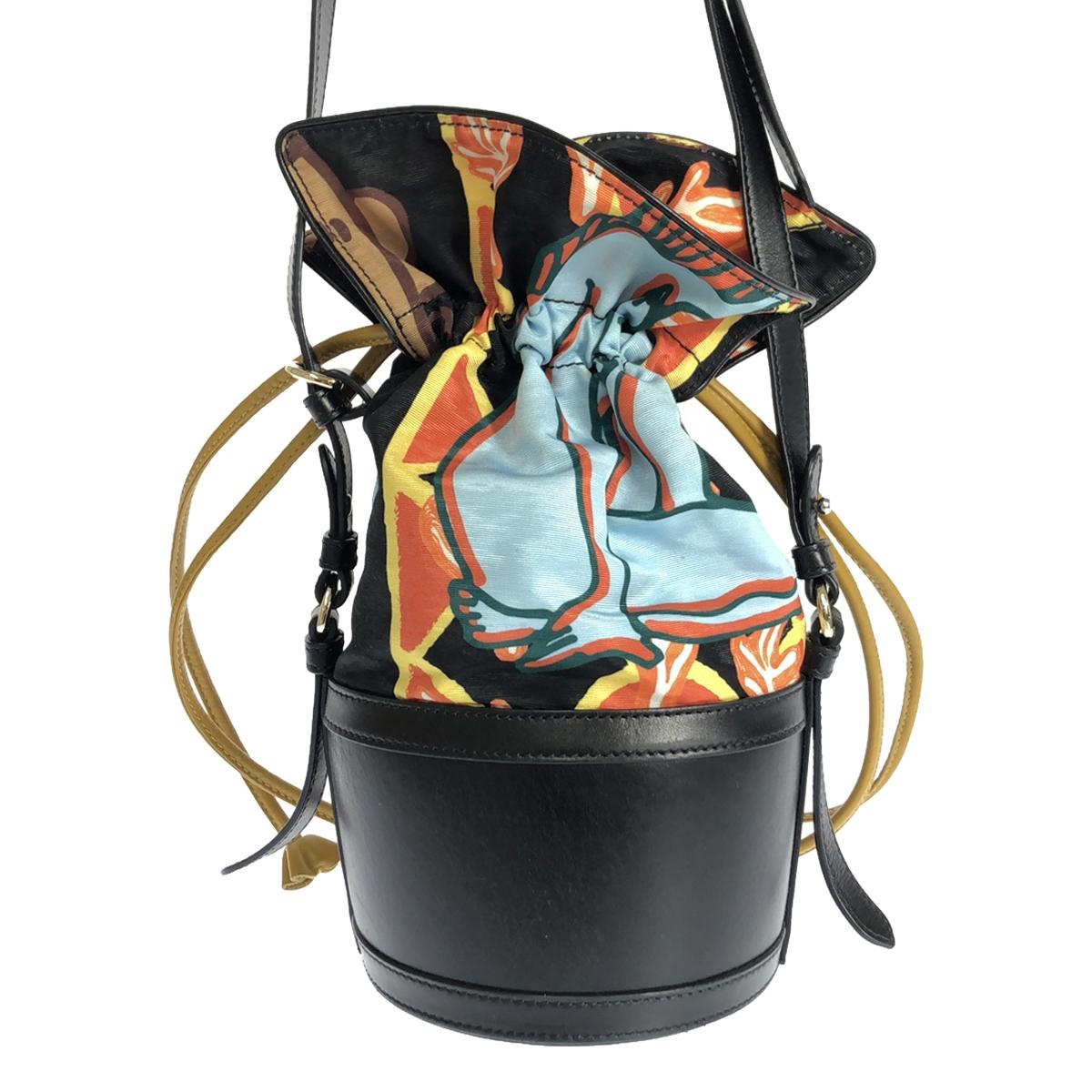 CARVEN / Carven | PRINTED NYLON WITH MOIRE BAG Leather-trimmed all-over print drawstring shoulder bag |