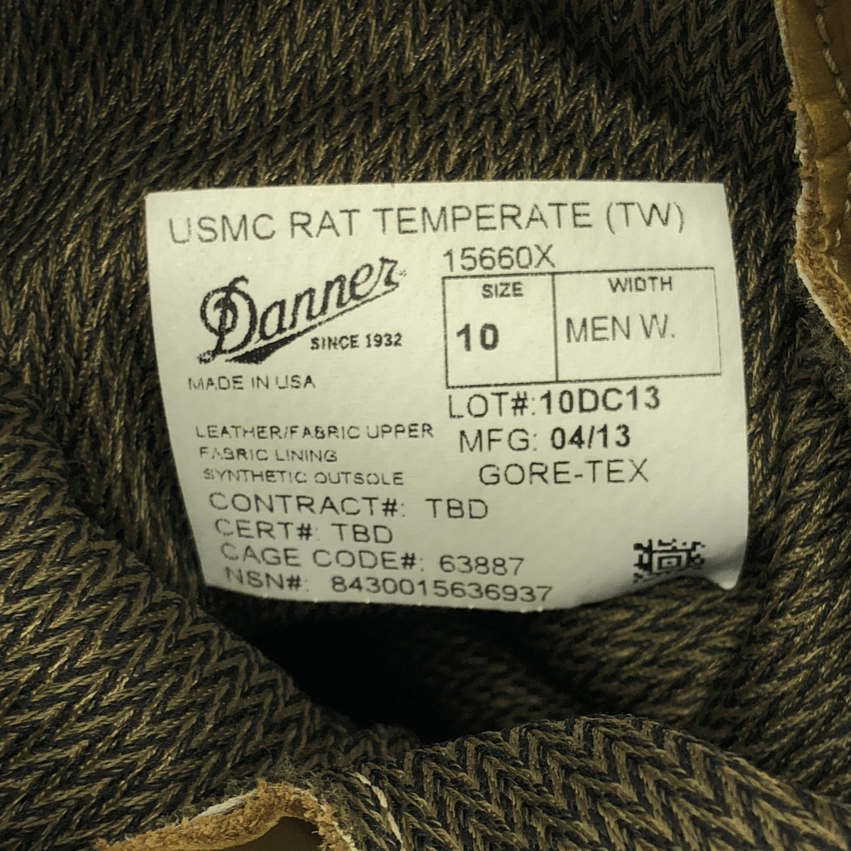 USARMY / US Military | 2013 | DANNER 15660X GORE-TEX USMC RAT TEMPERATE TW Military Boots | 10W | Men's