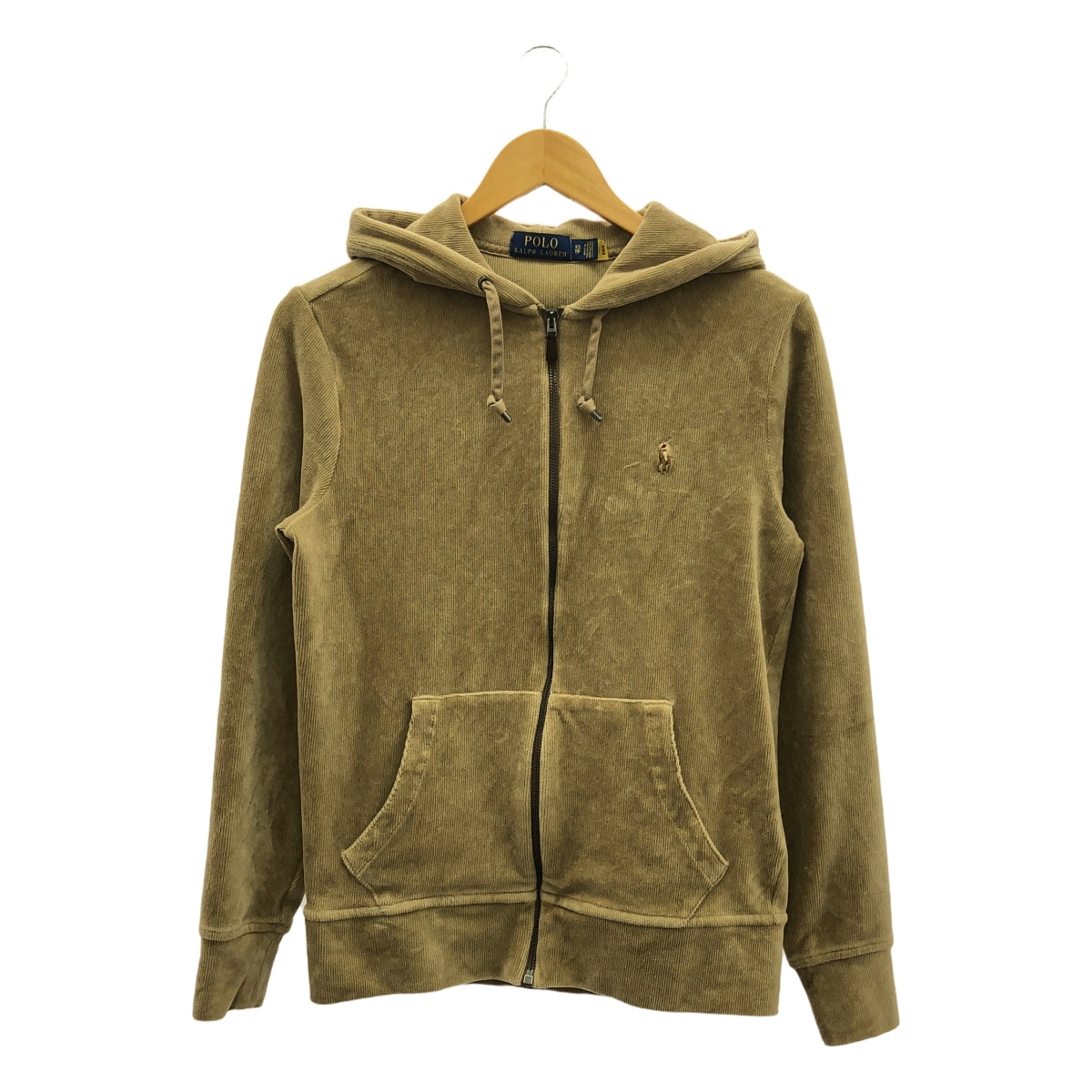 POLO RALPH LAUREN / 폴로랄프로렌 | 코튼 지퍼 업 후드 | XS | 카멜 | 여성
