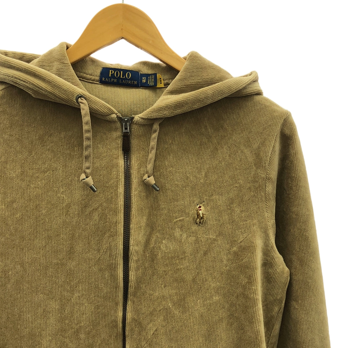 POLO RALPH LAUREN / 폴로랄프로렌 | 코튼 지퍼 업 후드 | XS | 카멜 | 여성