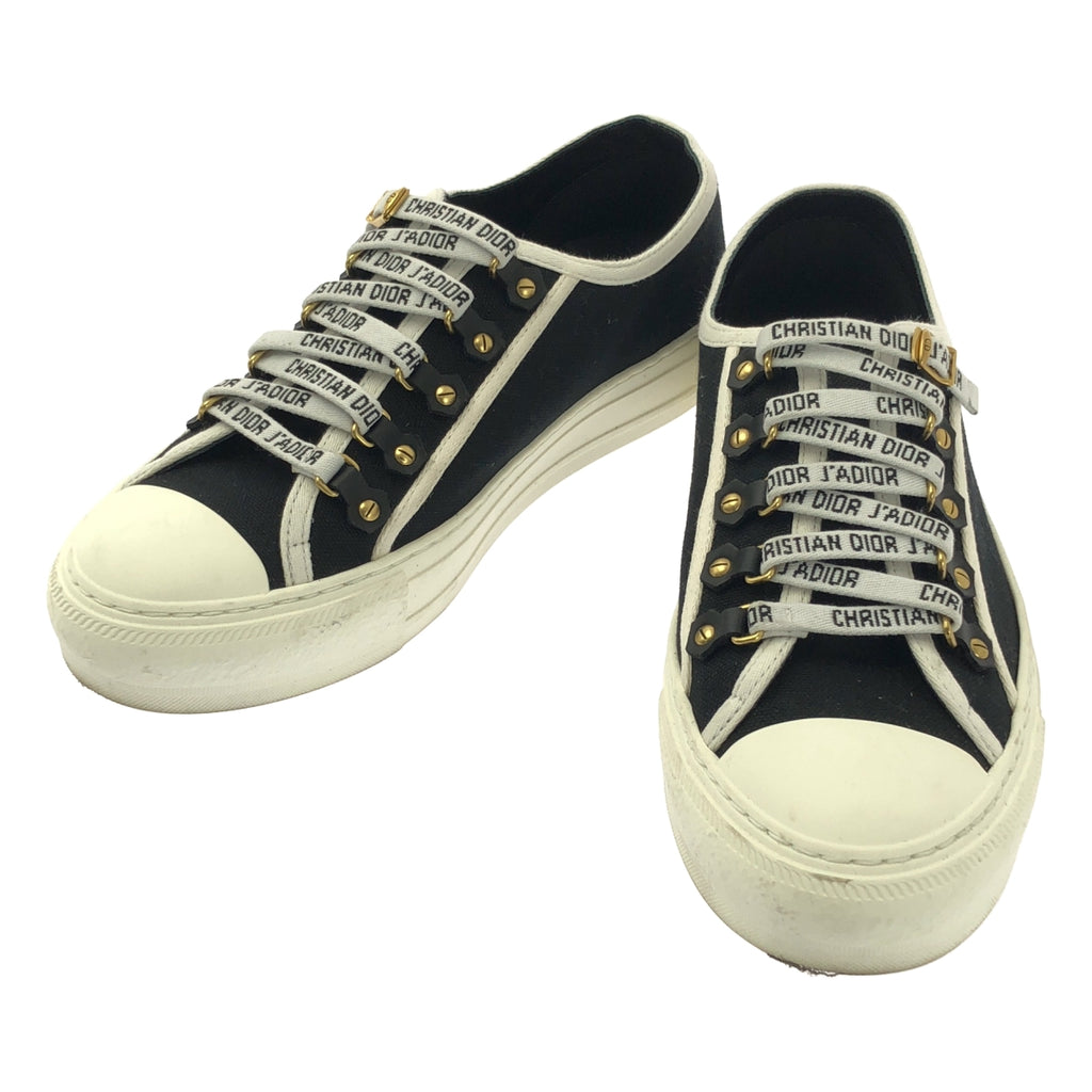 【美品】  Christian Dior / クリスチャンディオール | Walk'n'Dior ウォーキンディオール コットンキャンバス スニーカー | 38 | ブラック / ホワイト | レディース