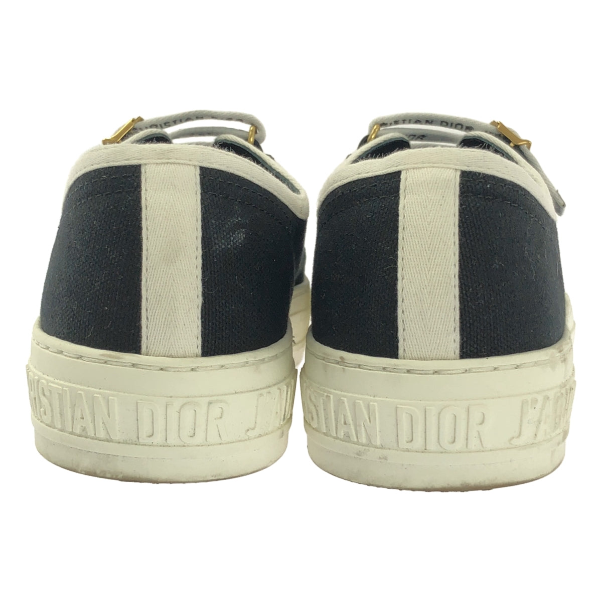 【美品】  Christian Dior / クリスチャンディオール | Walk'n'Dior ウォーキンディオール コットンキャンバス スニーカー | 38 | ブラック / ホワイト | レディース