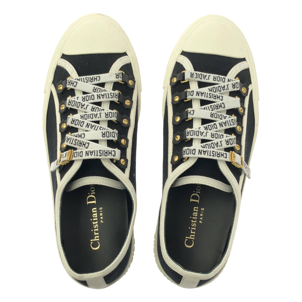 【美品】  Christian Dior / クリスチャンディオール | Walk'n'Dior ウォーキンディオール コットンキャンバス スニーカー | 38 | ブラック / ホワイト | レディース