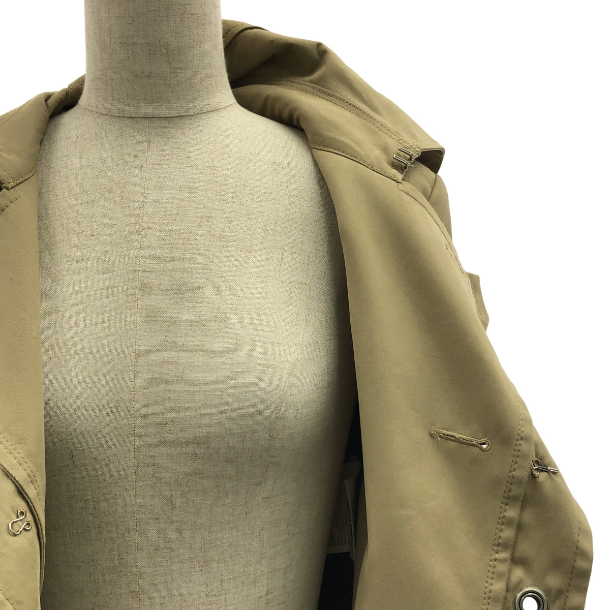 JUNYA WATANABE COMME des GARCONS / ジュンヤワタナベ | 2006SS | 変形 ねじれカラー ベルテッド トレンチコート / 総柄裏地 | S | ベージュ | レディース