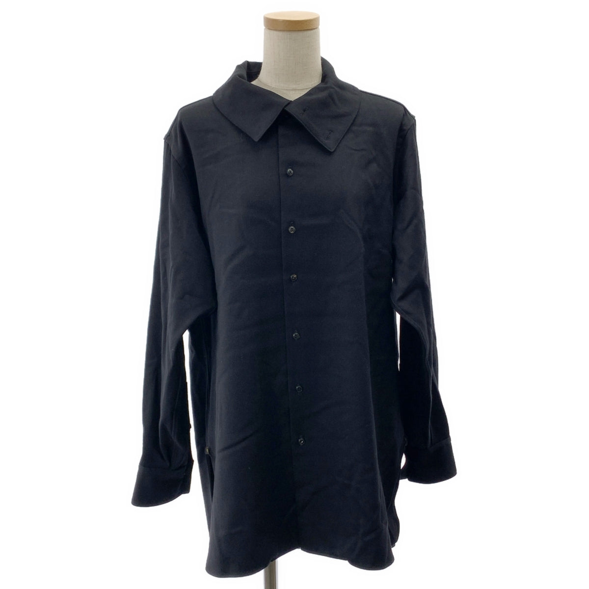 【美品】  NICENESS / ナイスネス | LAURENCE CHARCOAL / ビッグカラー オーバー シャツ | S | ブラック | メンズ