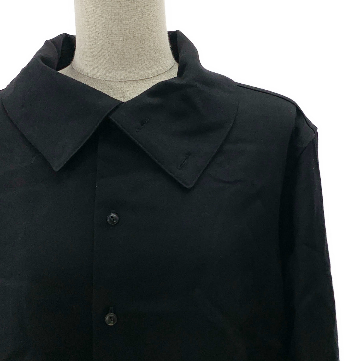 【美品】  NICENESS / ナイスネス | LAURENCE CHARCOAL / ビッグカラー オーバー シャツ | S | ブラック | メンズ