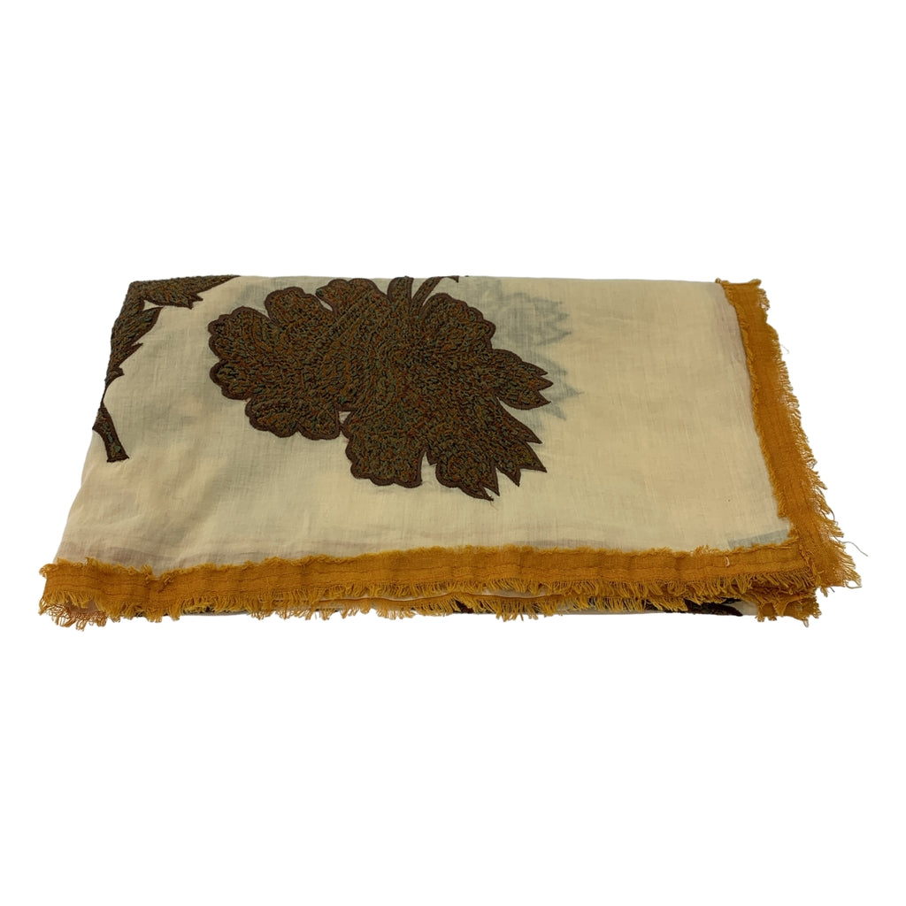 DRIES VAN NOTEN / ドリスヴァンノッテン | ビジュー装飾 エンブロイダリー フリンジ 大判 ストール |