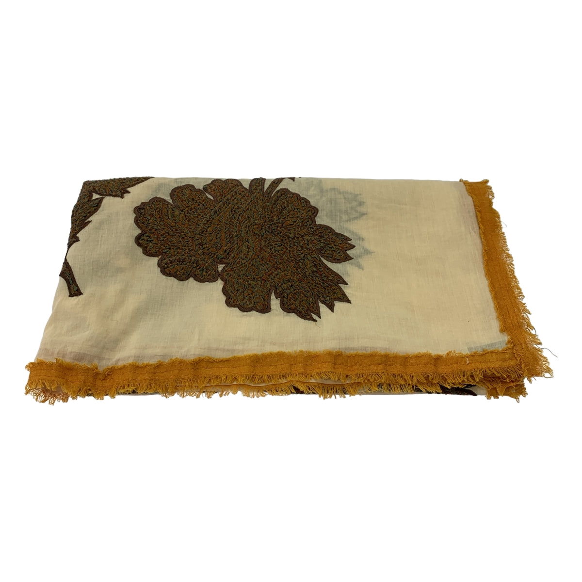 DRIES VAN NOTEN / ドリスヴァンノッテン | ビジュー装飾 エンブロイダリー フリンジ 大判 ストール |