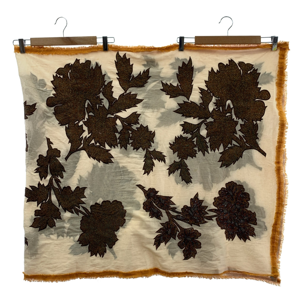 DRIES VAN NOTEN / ドリスヴァンノッテン | ビジュー装飾 エンブロイダリー フリンジ 大判 ストール |