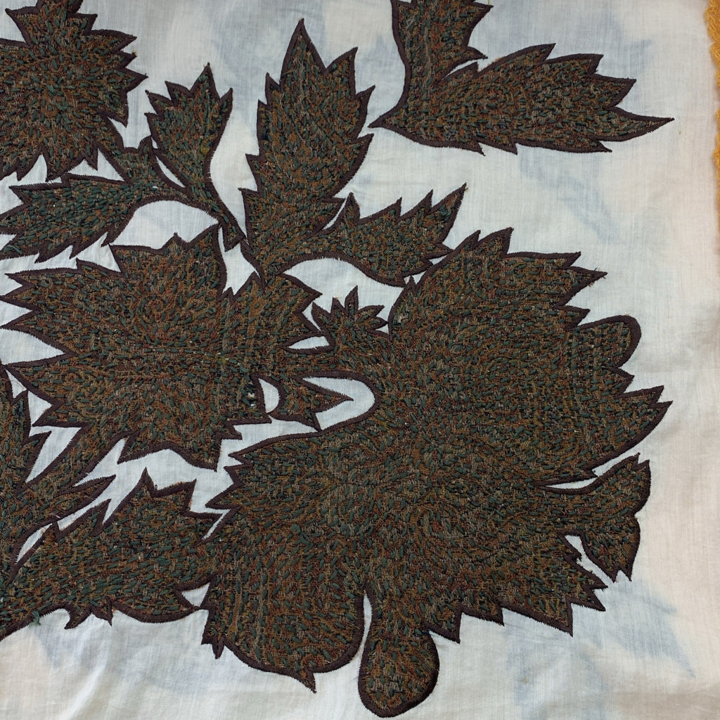 DRIES VAN NOTEN / ドリスヴァンノッテン | ビジュー装飾 エンブロイダリー フリンジ 大判 ストール |