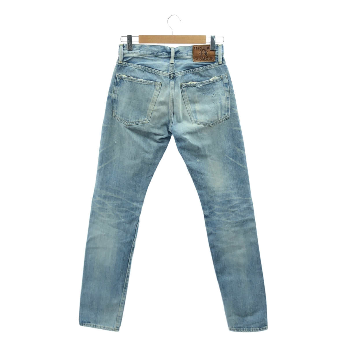 HYSTERIC GLAMOUR / ヒステリックグラマー | ダメージ加工 スタッズ パッチワーク セルビッチ デニムパンツ | 28 | インディゴ | メンズ