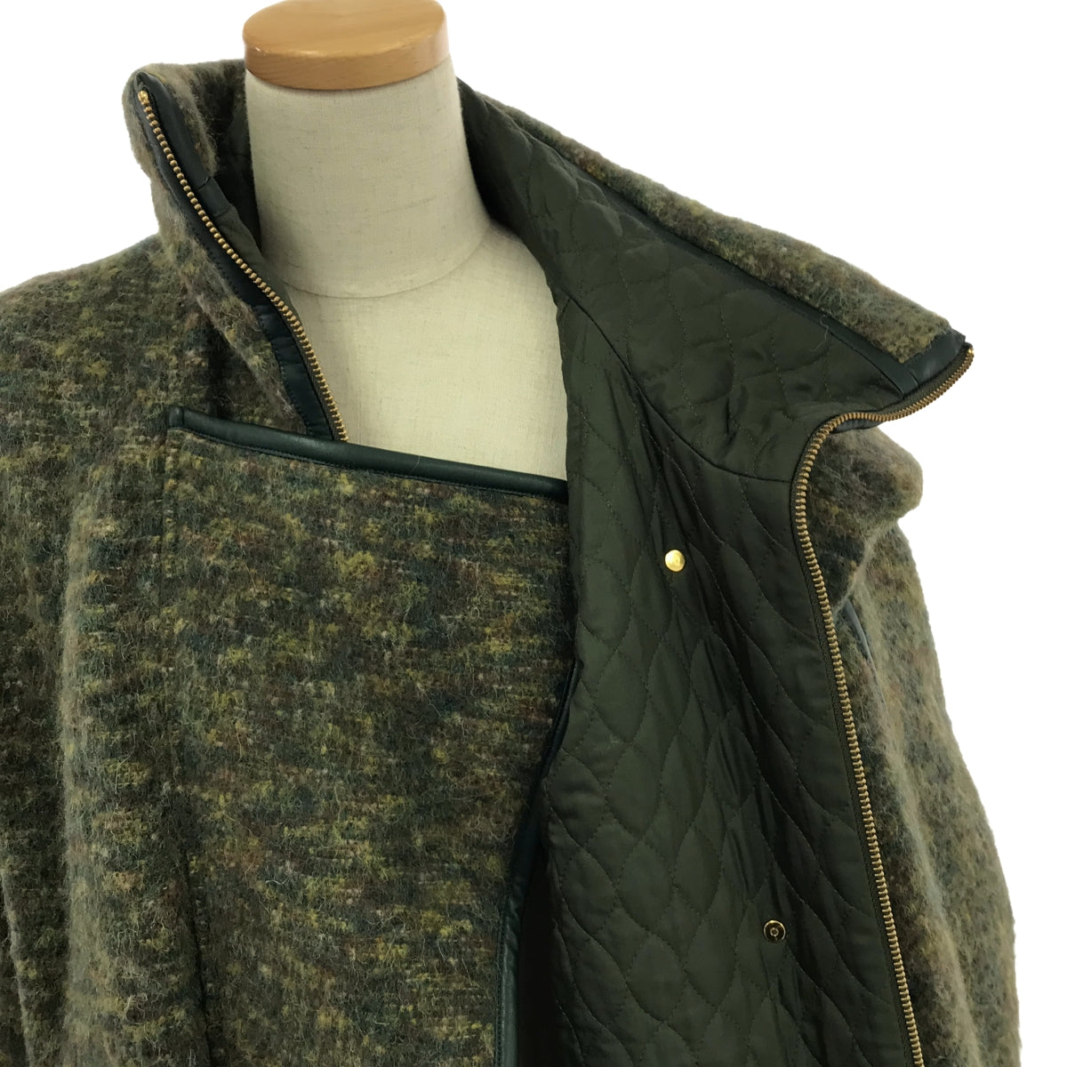 【미품】 Mame Kurogouchi / 마메쿠로고우치 | Alpaca Blend Shaggy Wool Blouson / 알파카 샤기 블루존 재킷 | 1 | 녹색 | 여성