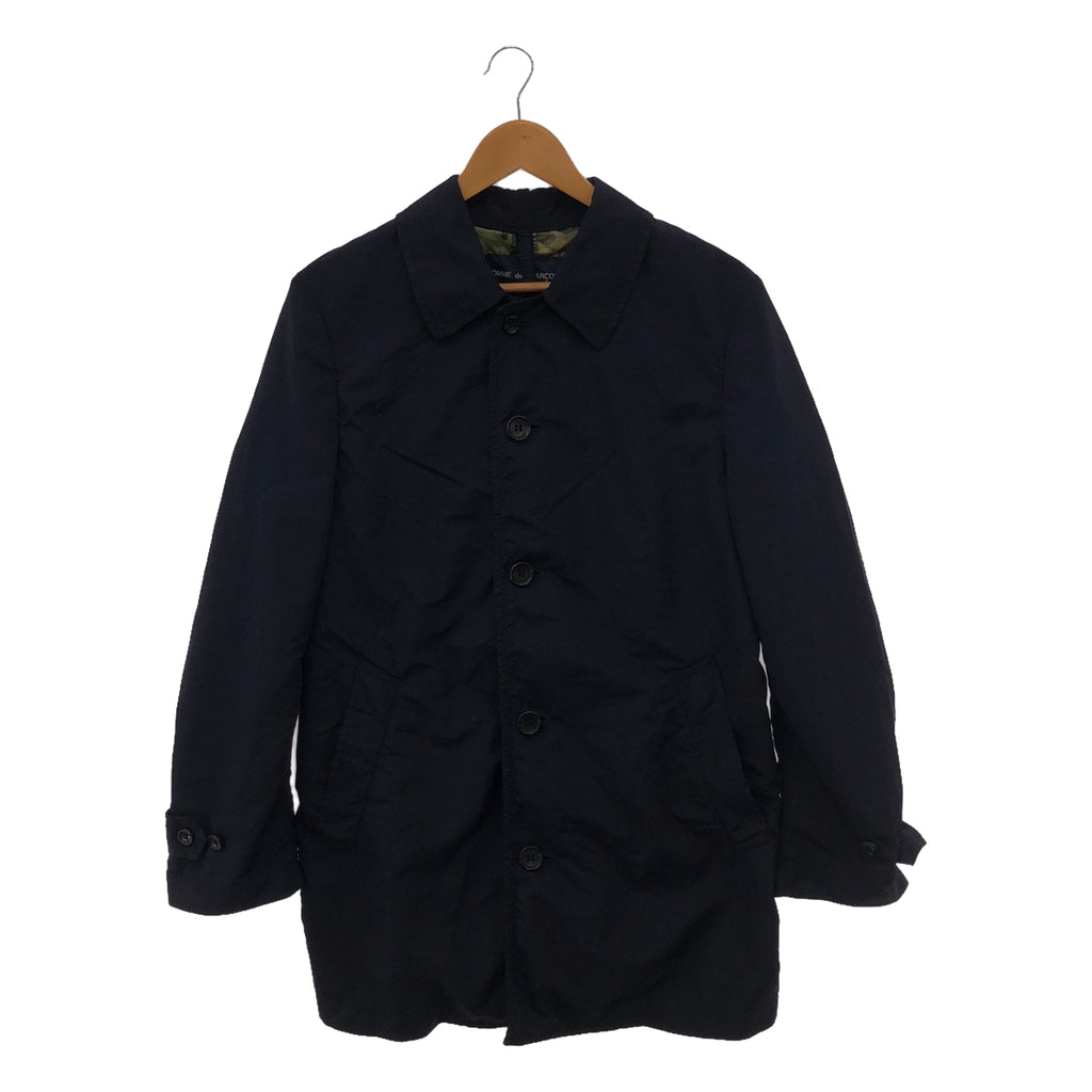 COMME des GARCONS HOMME | 2017春夏 |染色尼龍單排扣大衣 | XS |海軍 |男士