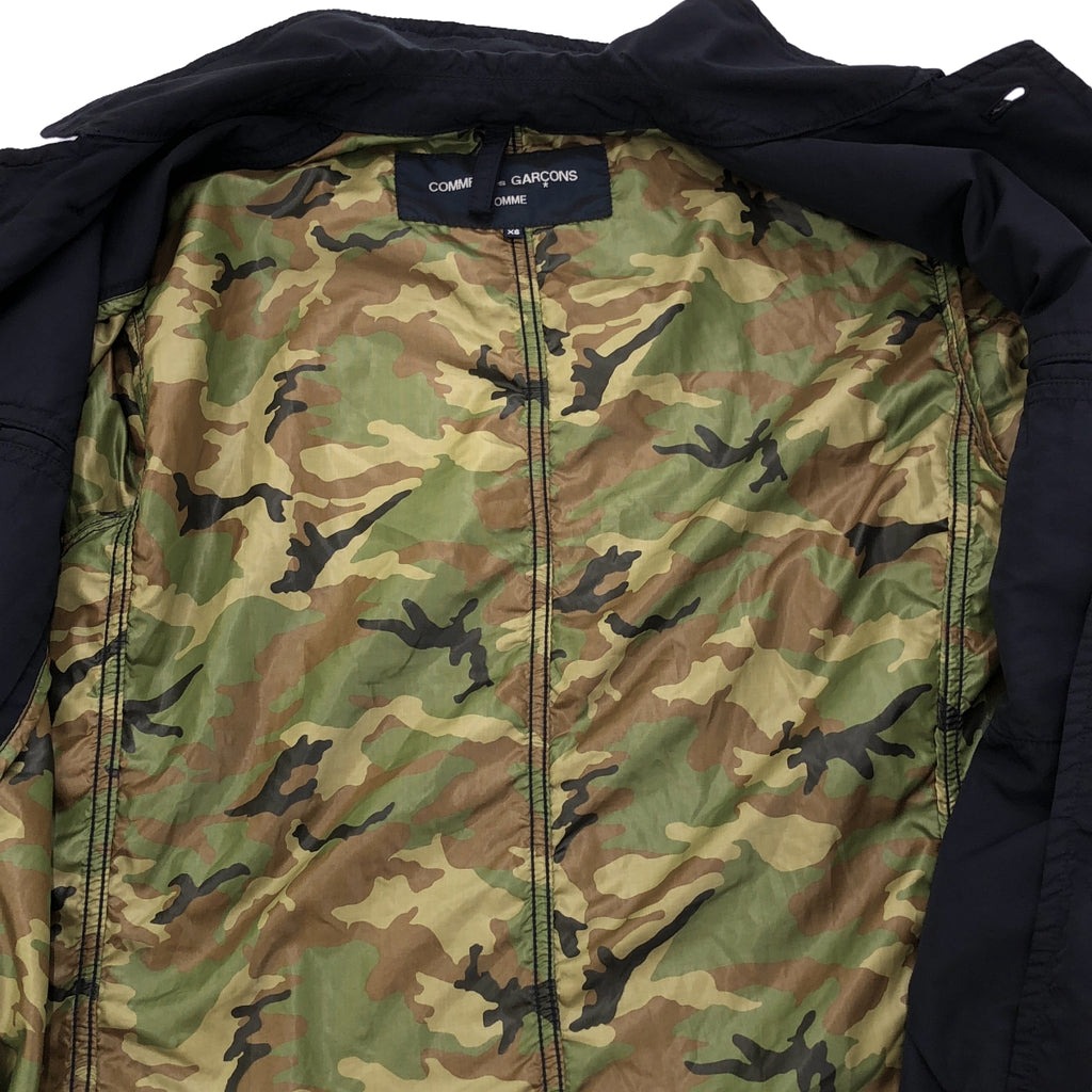 COMME des GARCONS HOMME | 2017春夏 |染色尼龍單排扣大衣 | XS |海軍 |男士