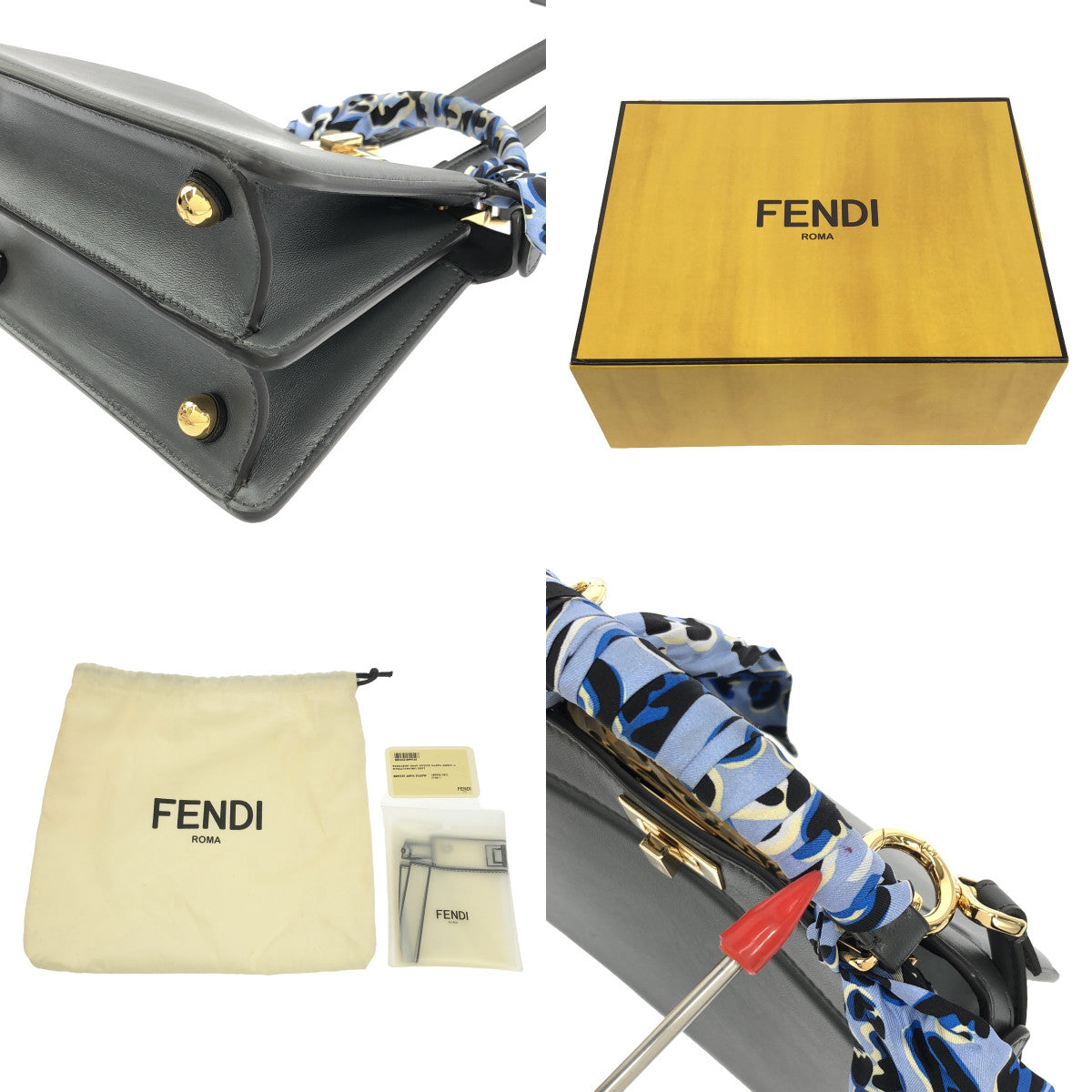 【미품】 FENDI / 펜디 | 8BN335 PEEKA BOO IseeU 미니 토트 백 래피 포함 | 회색 | 여성