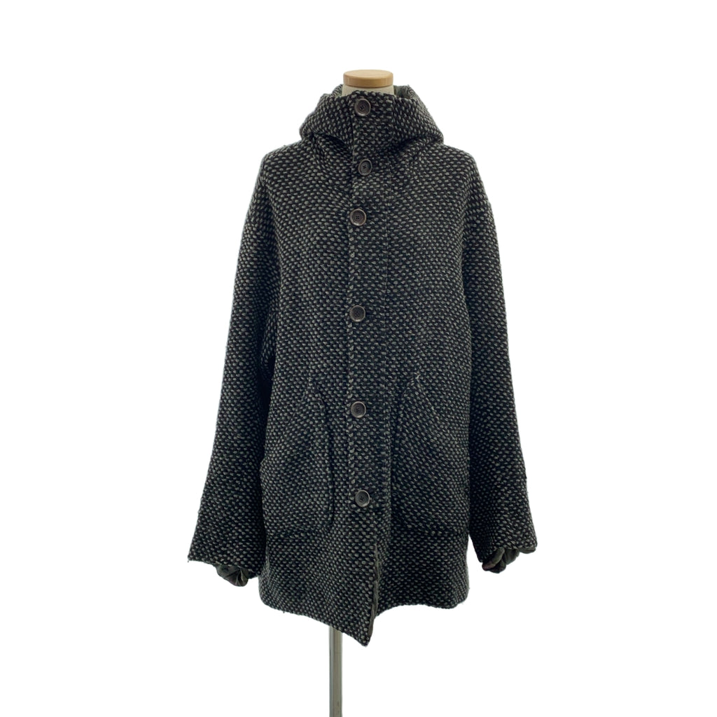 GEOFFREY B.SMALL / ジェフリーBスモール | wool tweed coat hoodie / ウール ツイード オーバーコート フーディ / 総柄裏地 |