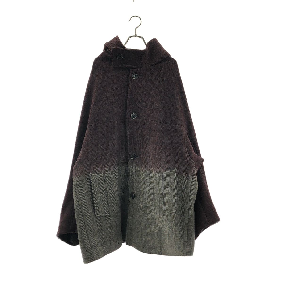 Y's / ワイズヨウジヤマモト | 2020AW | ウール ヘリンボーン オーバーシルエット コート フーディ / 総裏地 | 2 | レディース