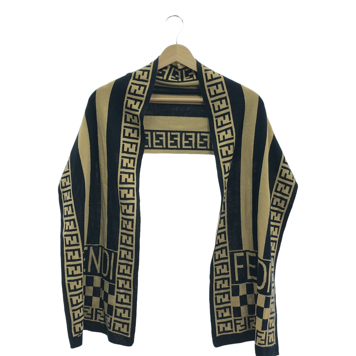 FENDI / フェンディ | ズッカ柄 ジャガード ニットマフラー | ベージュ / ブラック | レディース