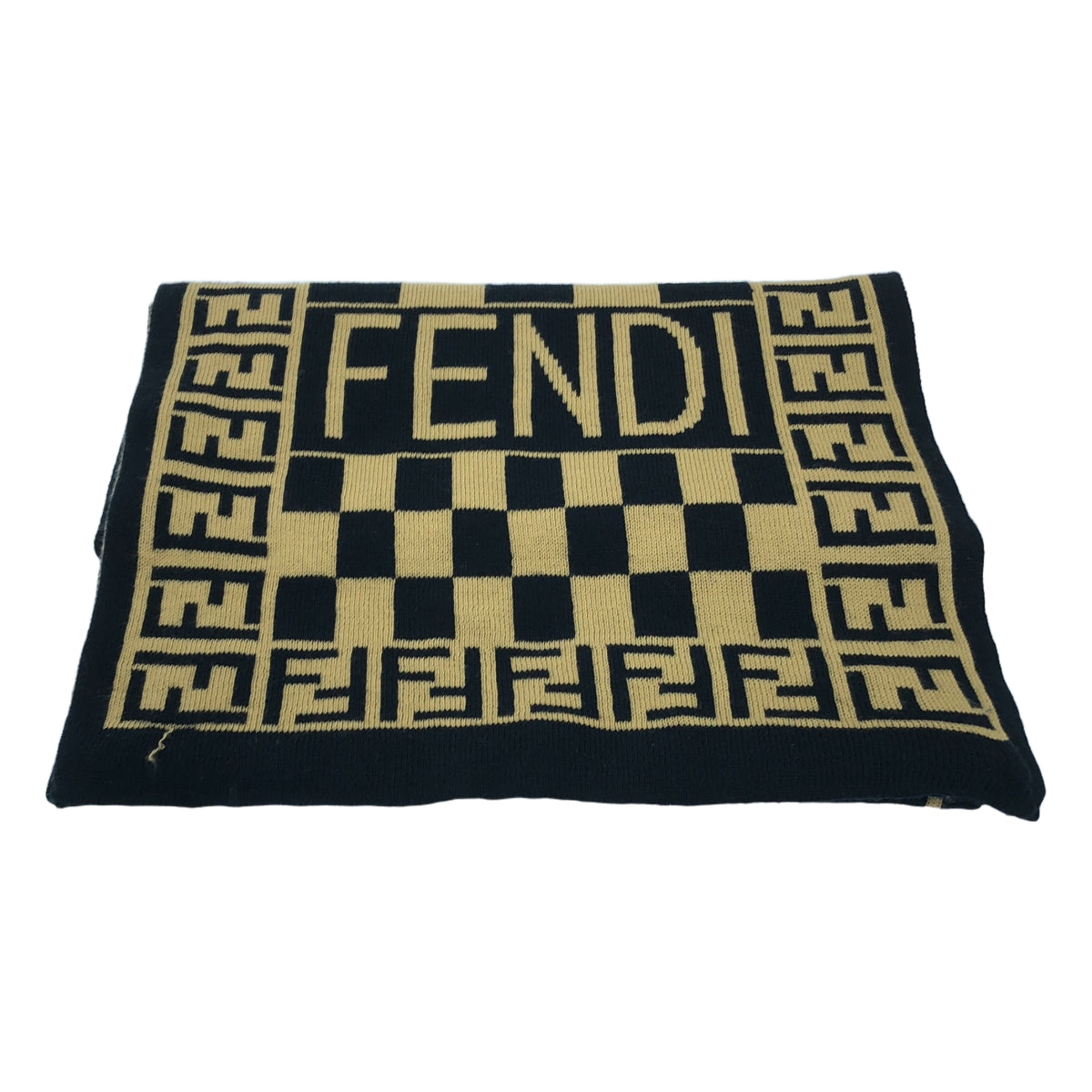 FENDI / フェンディ | ズッカ柄 ジャガード ニットマフラー | ベージュ / ブラック | レディース