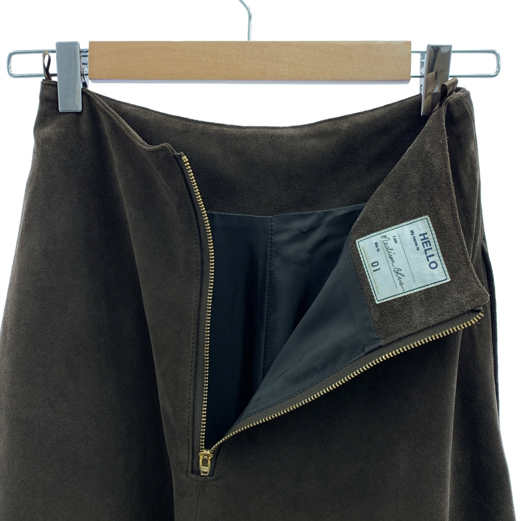 MADISON BLUE / 매디슨 블루 | FLARE SK VELOUR SPLIT 스웨이드 가죽 플레어 스커트 | S |