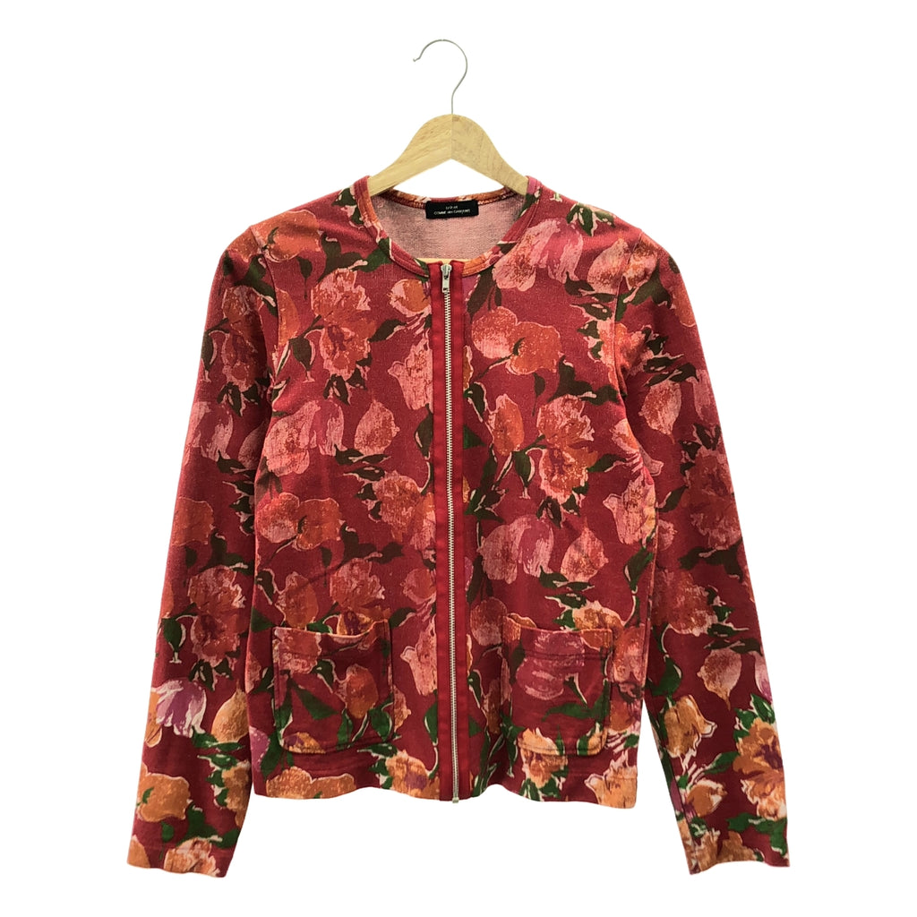 tricot COMME des GARCONS / Tricom De Galson | 2001AW | 코튼 플로랄 프린트 지퍼 카디건 | 레드 | 여성