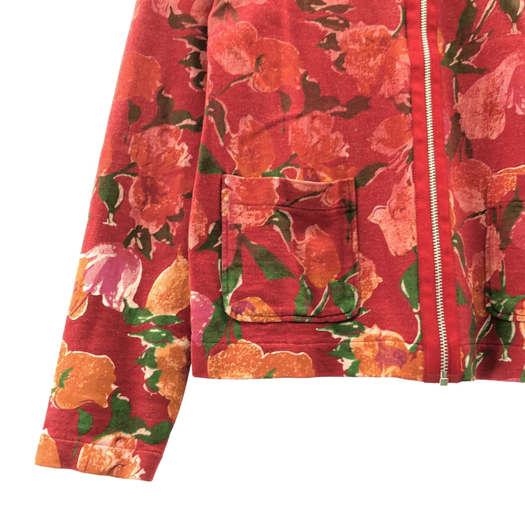 tricot COMME des GARCONS / Tricom De Galson | 2001AW | 코튼 플로랄 프린트 지퍼 카디건 | 레드 | 여성