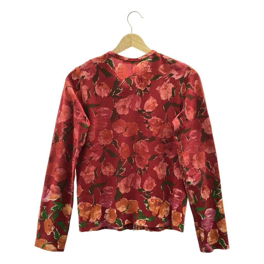 tricot COMME des GARCONS / Tricom De Galson | 2001AW | 코튼 플로랄 프린트 지퍼 카디건 | 레드 | 여성