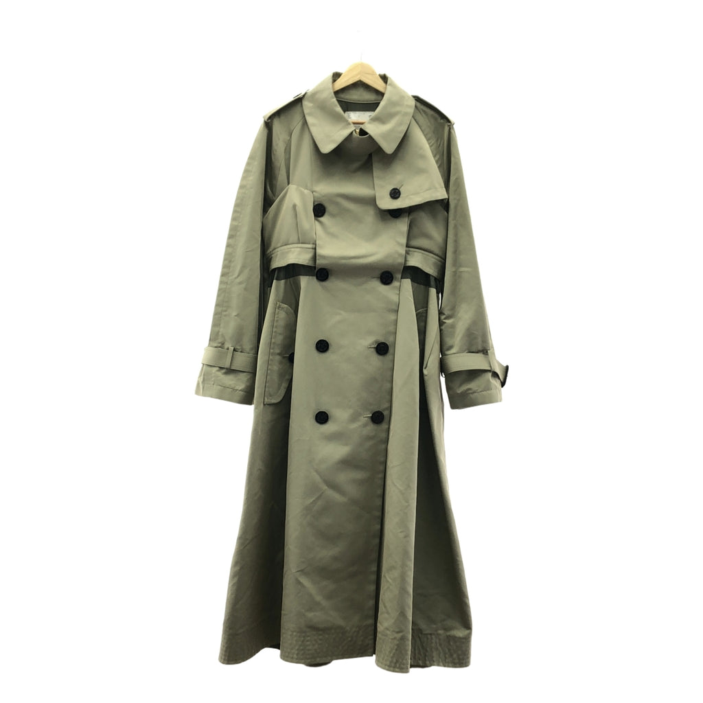 【미품】 sacai / 사카이 | 2022AW | COTTON GAVARDINE COAT / 코튼 개버딘 롱 트렌치 코트 | 3 | 카키 시스템 | 여성
