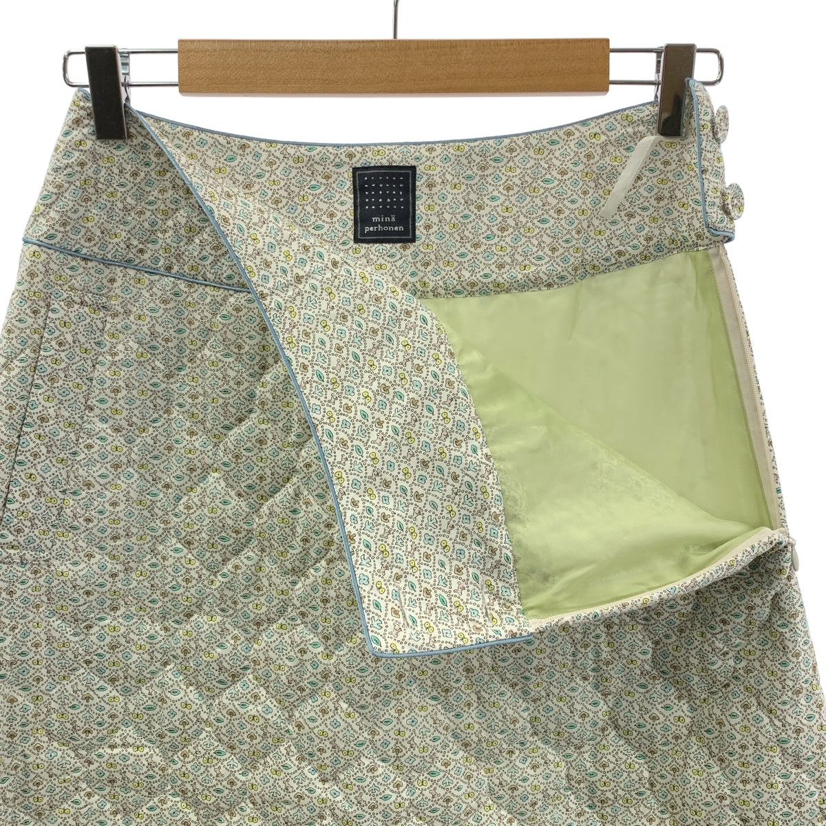 【미품】 mina perhonen / 미나펠호넨 | 2023AW | forest wave 포레스트 웨이브 퀼팅 스커트 | 36 | light beige | 여성