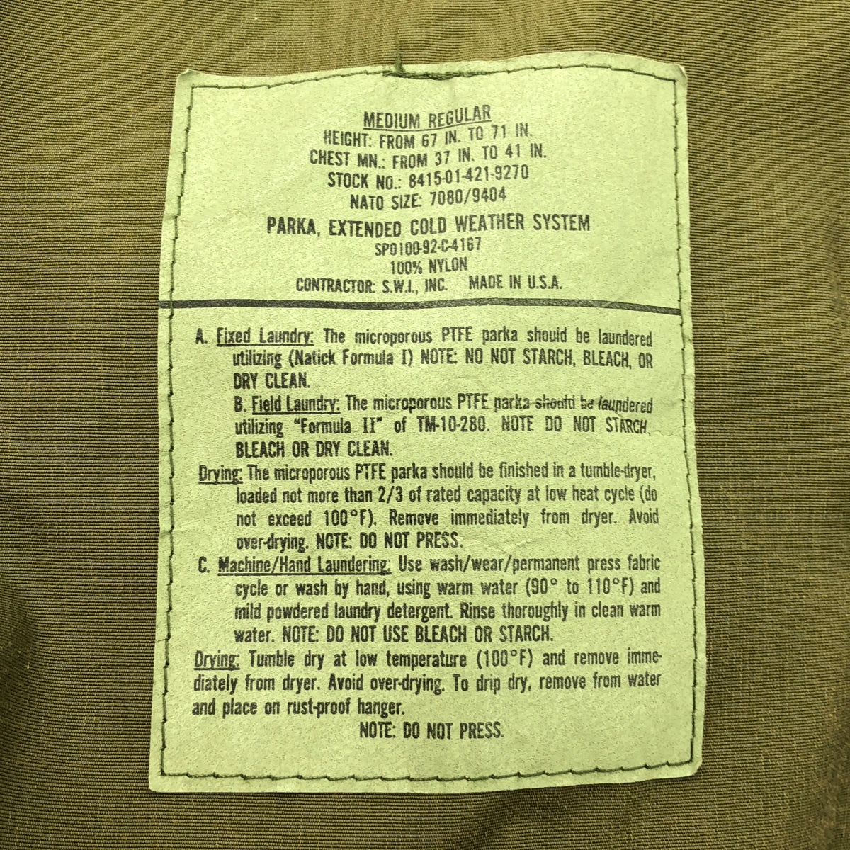 復古 / 復古服裝 | USARMY ECWCS 派克大衣尼龍軍用派克大衣夾克| SHOPBOP M |卡其色 |男士
