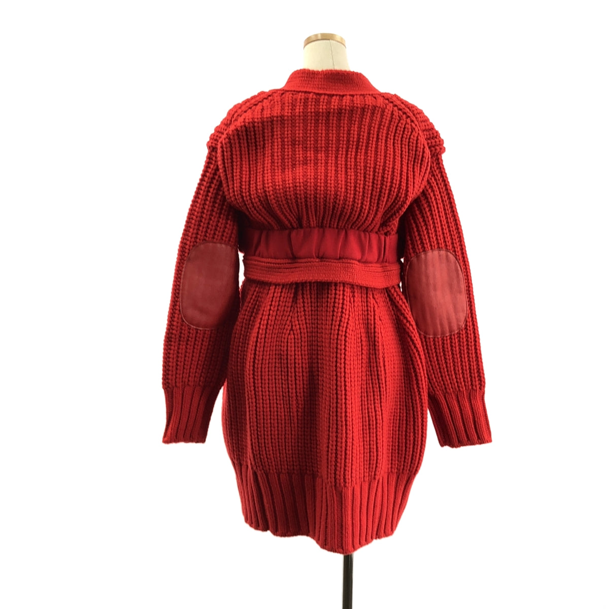 sacai | 2022 秋冬 | 羊毛手肘貼布羅紋針織長版開襟衫 | 尺寸 1 | 女款