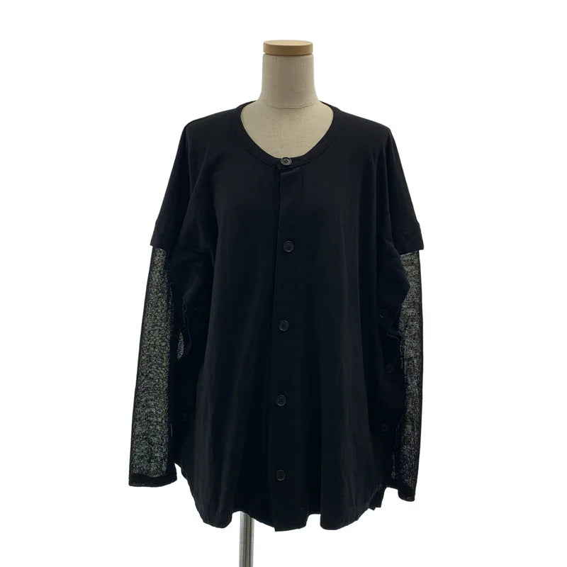 LIMI feu / リミフゥ | コットン 異素材 切替 ドッキング レイヤード カーディガン | S | レディース