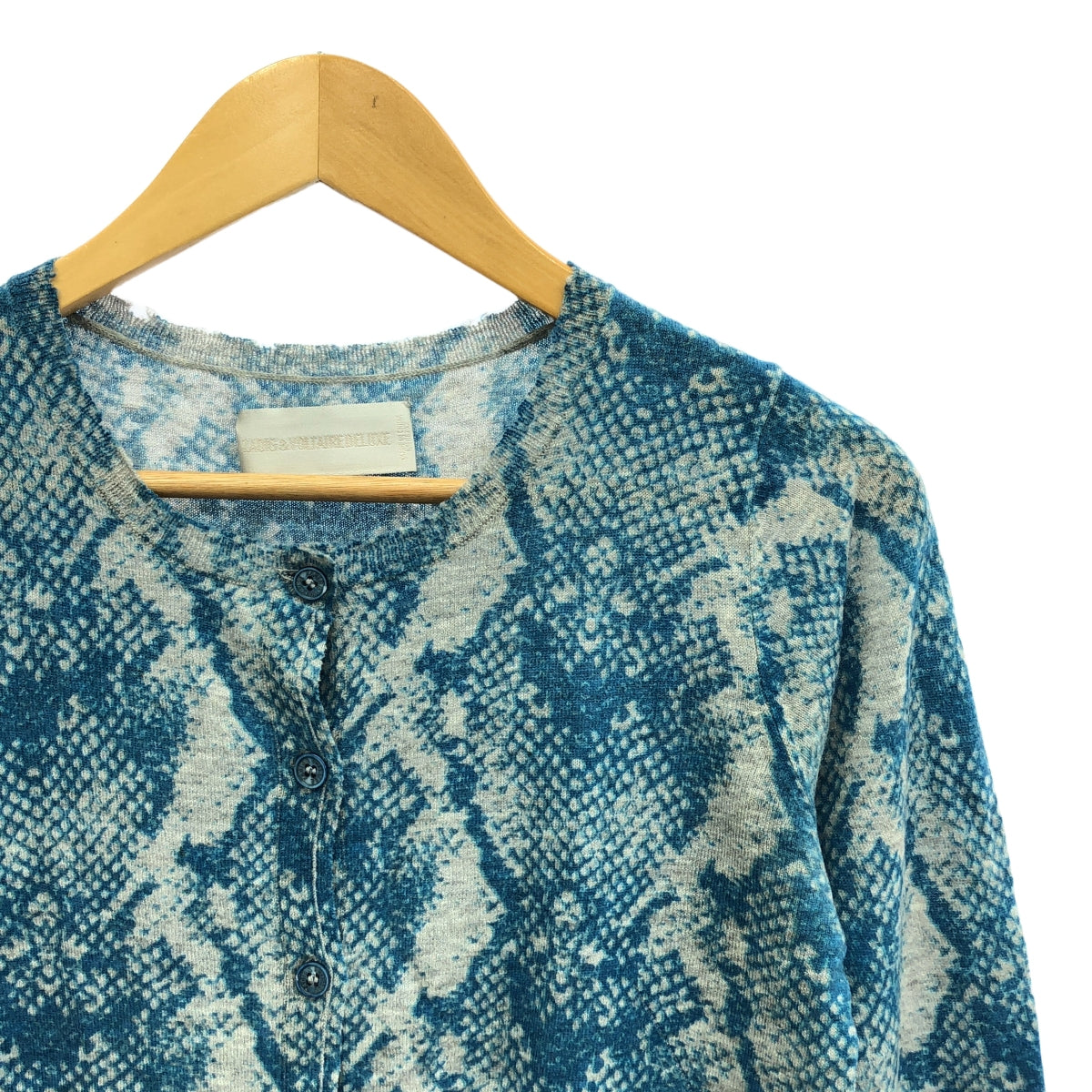 ZADIG &amp; VOLTAIRE / 자디그 에 볼테르 | 캐시미어 프린트 니트 가디건 | S | 블루/그레이 | 여성