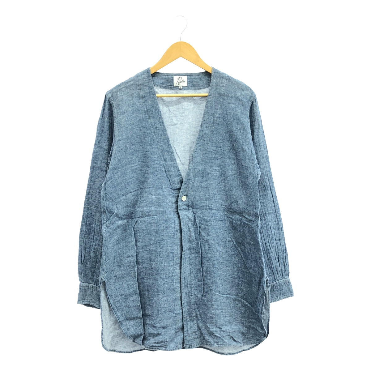 Needles | Linen cotton chambray V-neck cardigan | M | Indigo | Men's