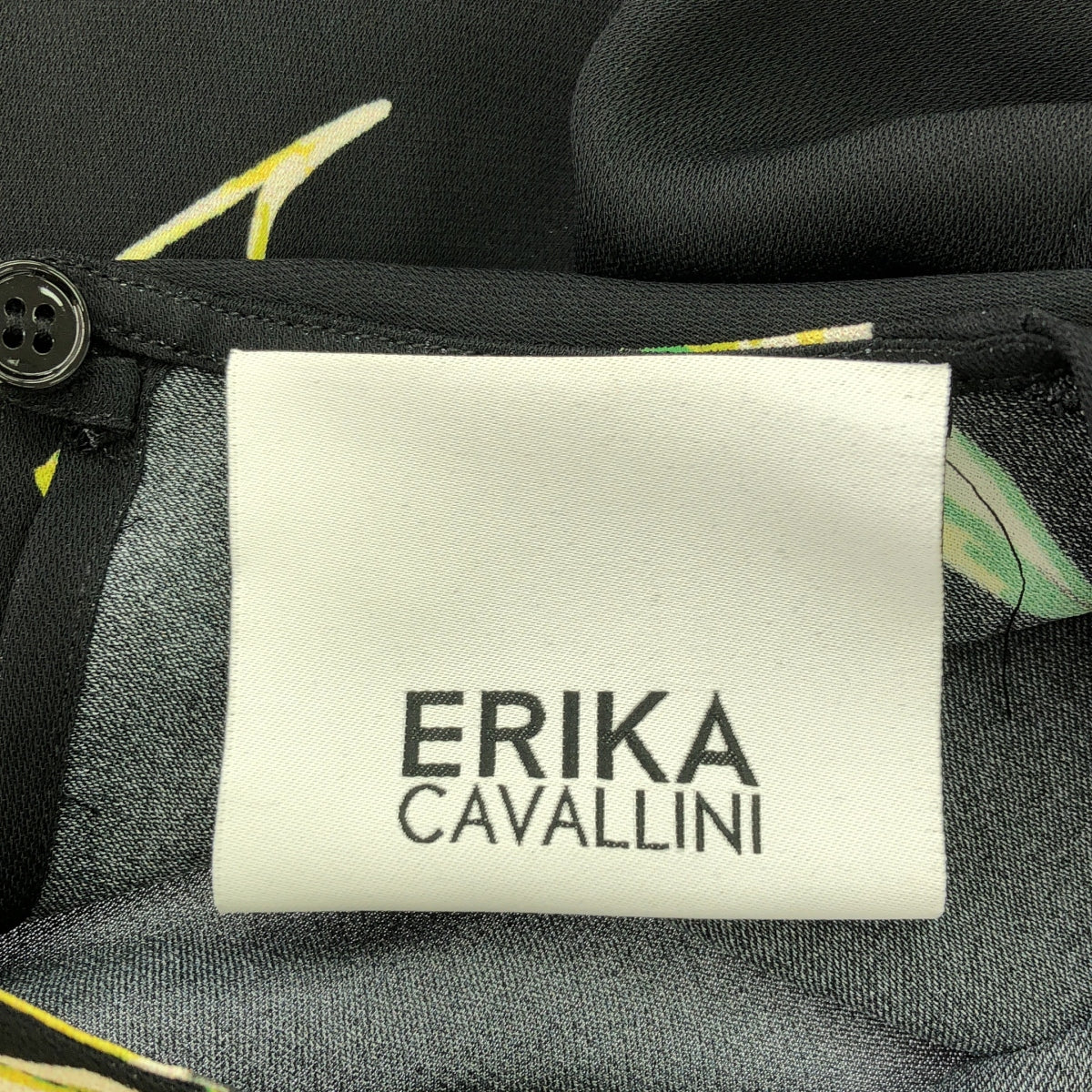 艾莉卡·卡瓦利尼 | 2022秋冬 |花卉圖案迷你連身裙 喇叭袖花卉人造絲迷你連身裙 | 38 |黑色/黃色/綠色|女性的