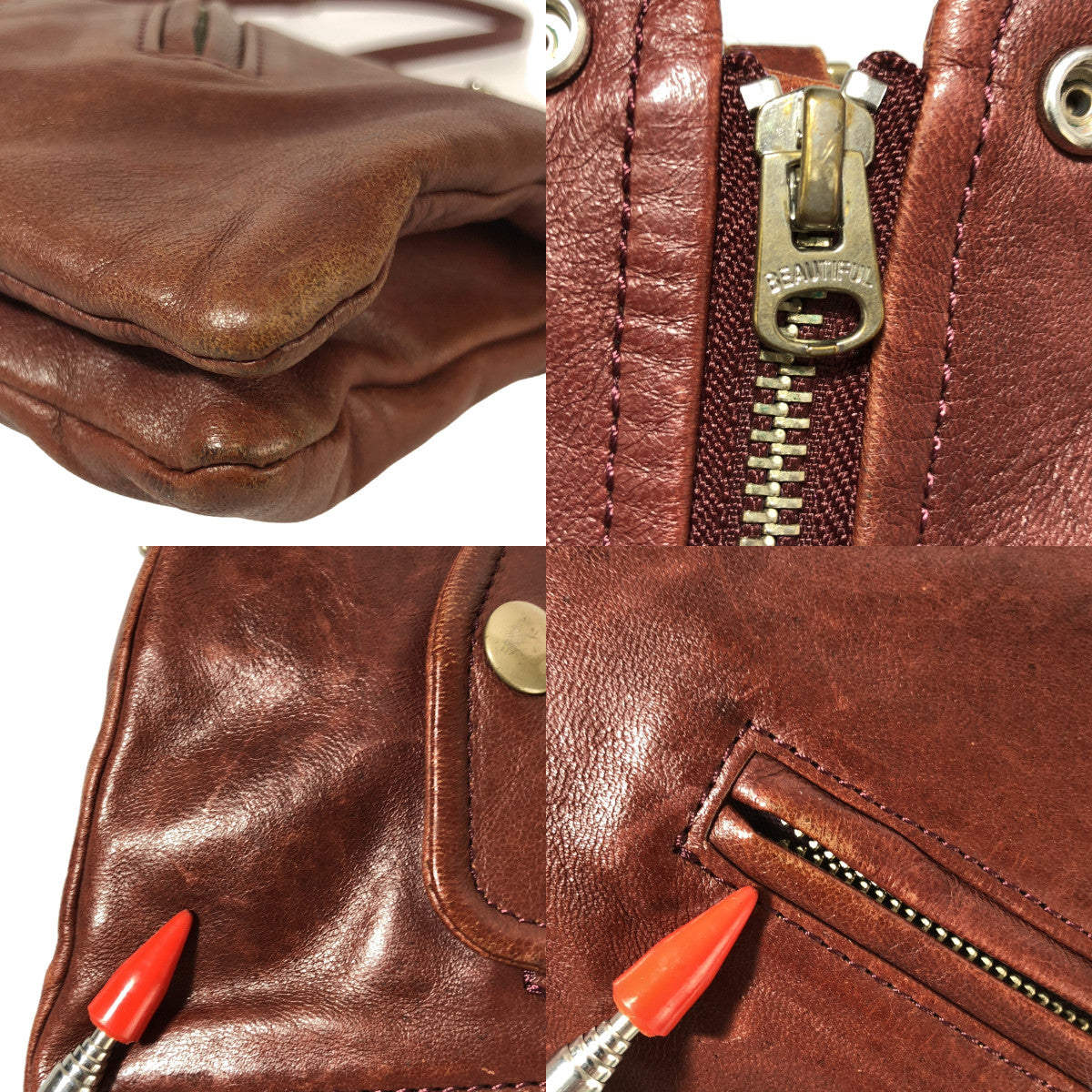 beautiful people | Leather riders shoulder bag |