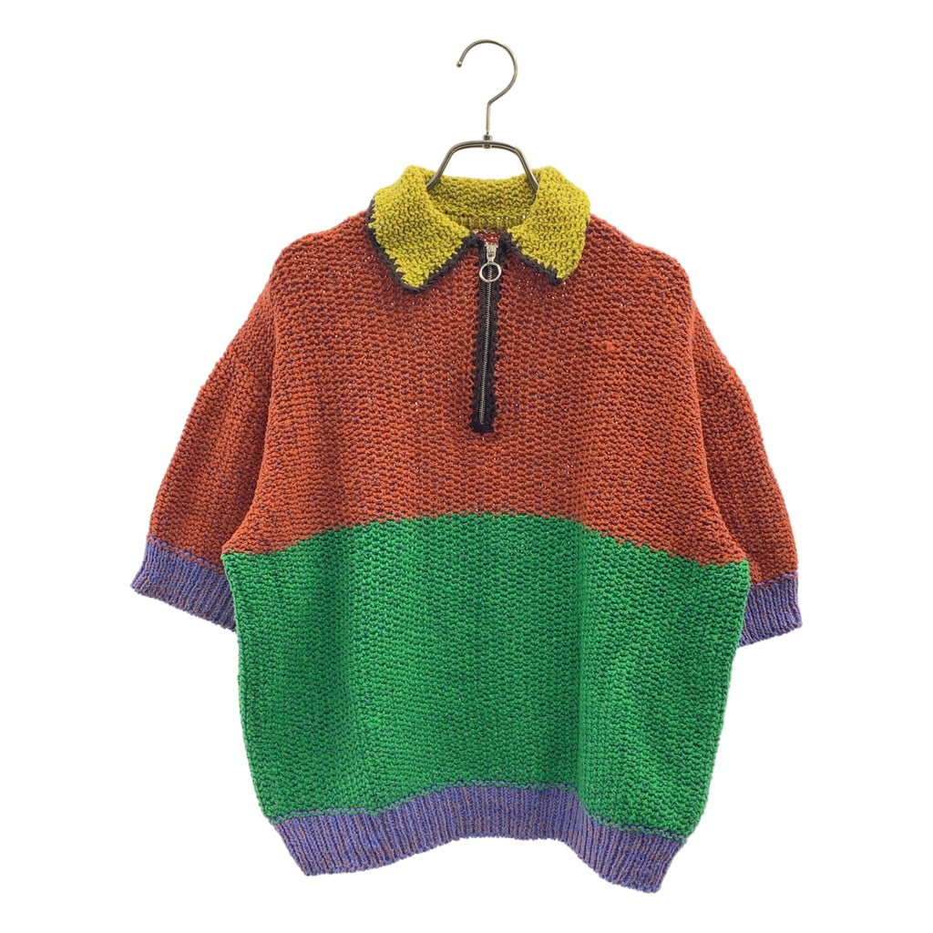 【미품】 JOHN MASON SMITH / 존 메이슨 스미스 | 3G KNIT HALF ZIP POLO SHIRT 하프집 니트 폴로 셔츠 | S | 멀티 컬러 | 여성