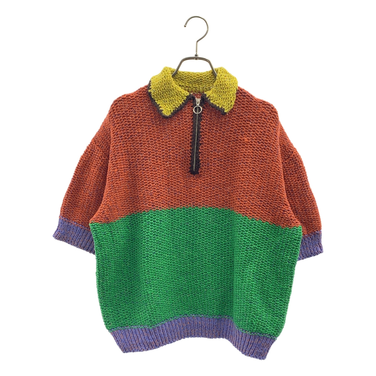 【美品】  JOHN MASON SMITH / ジョンメイソンスミス | 3G KNIT HALF ZIP POLO SHIRT ハーフジップ ニット ポロシャツ | S | マルチカラー | レディース