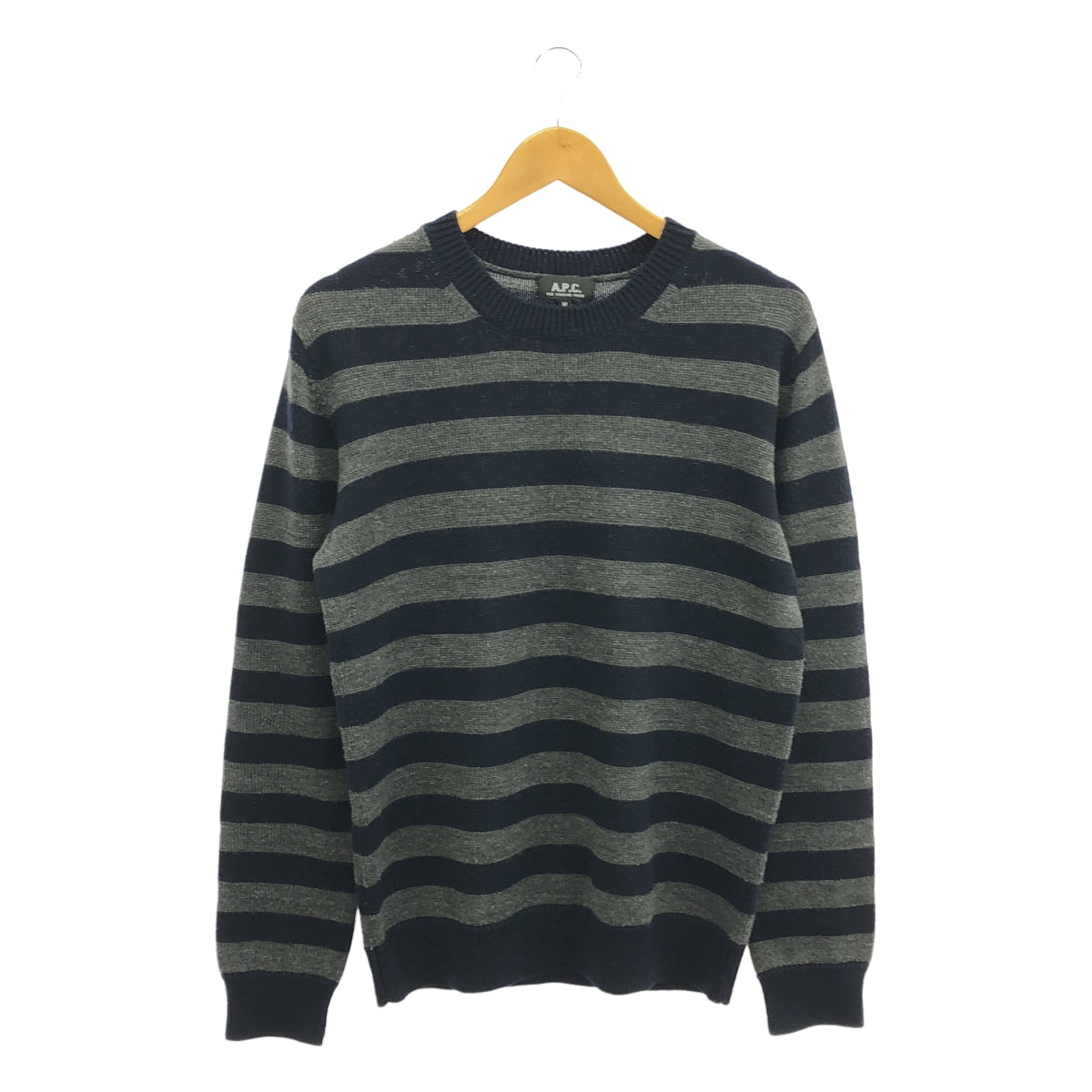 A.P.C. / アーペーセー | ボーダー クルーネック ニット プルオーバー | M | ネイビー/グレー | メンズ