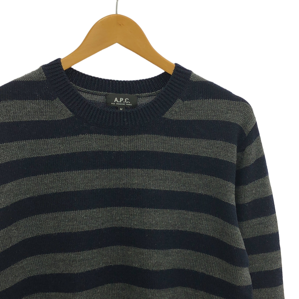 A.P.C. / アーペーセー | ボーダー クルーネック ニット プルオーバー | M | ネイビー/グレー | メンズ