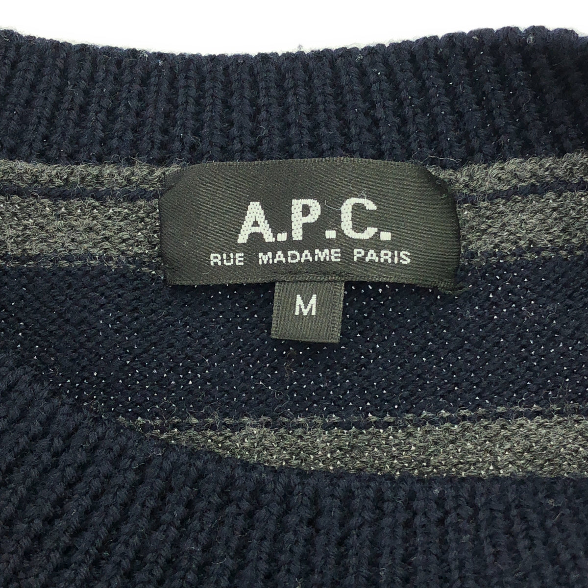 A.P.C. / アーペーセー | ボーダー クルーネック ニット プルオーバー | M | ネイビー/グレー | メンズ