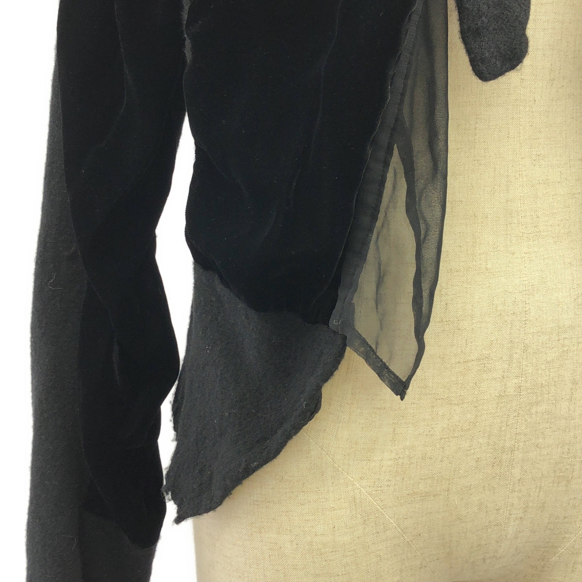 COMME des GARCONS | 2005AW | 羊毛縮水混合材質切換變形單外套 | 黑色 | 女款