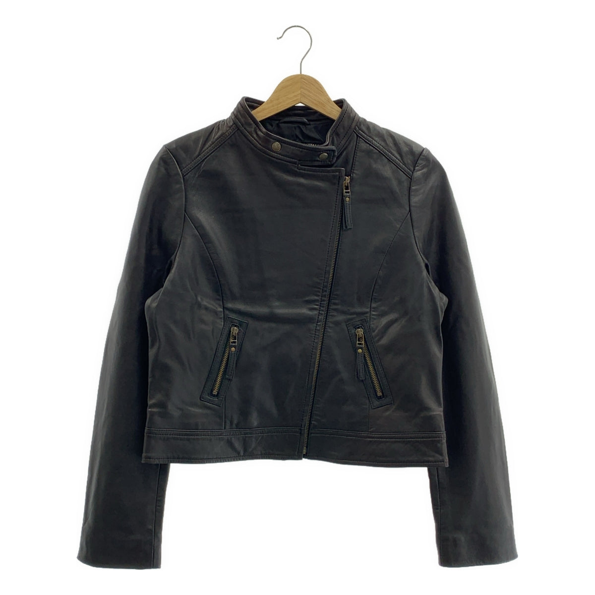 Agnes b. / アニエスベー | レザー シングル ライダースジャケット | 38 | レディース