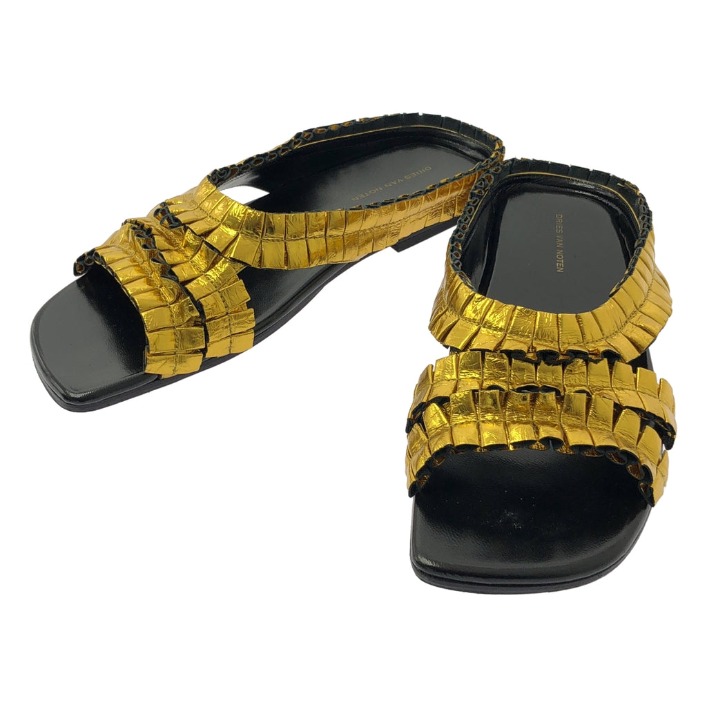 德賴斯·範諾頓 | 皮革荷葉邊方頭涼鞋 | 38碼 |