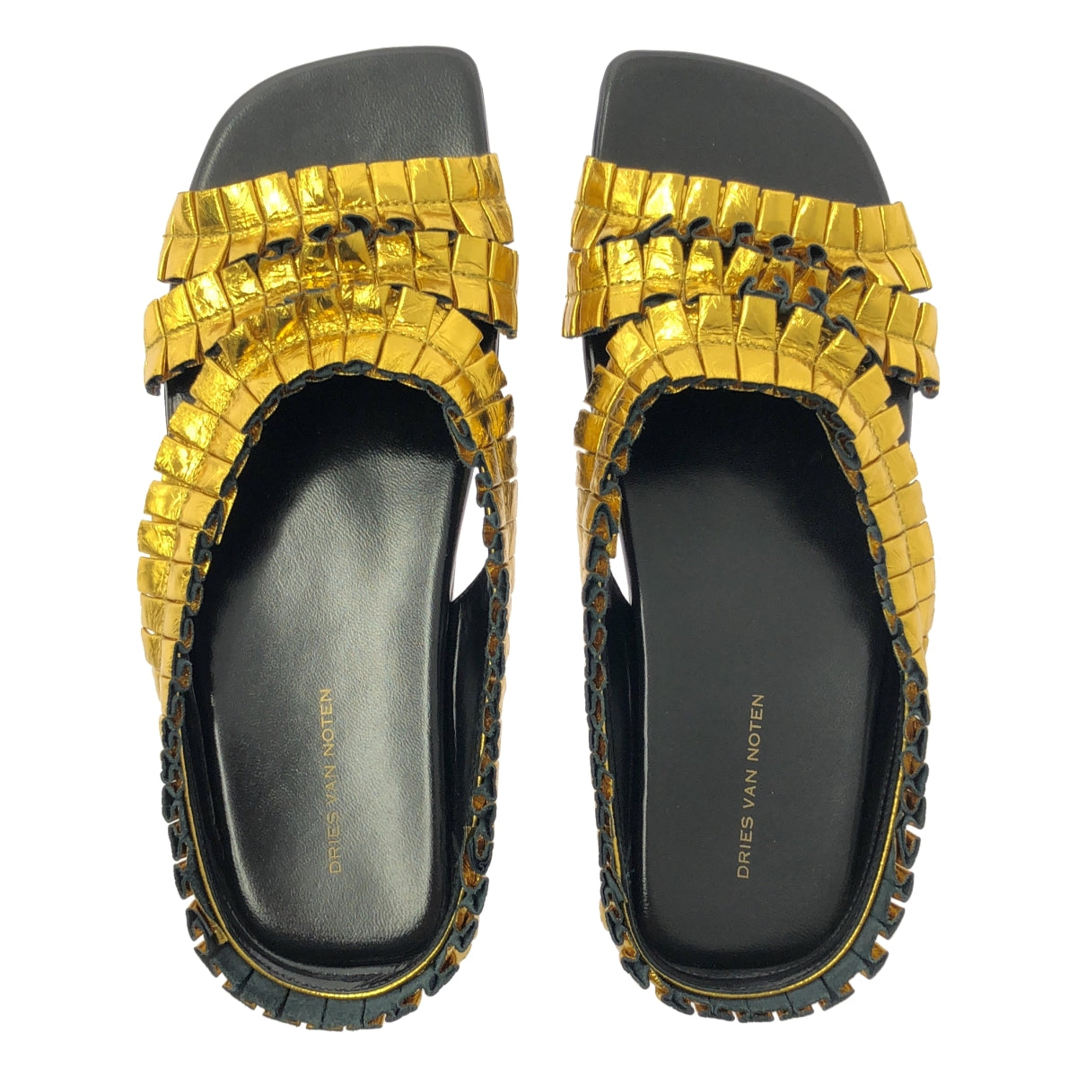 德賴斯·範諾頓 | 皮革荷葉邊方頭涼鞋 | 38碼 |